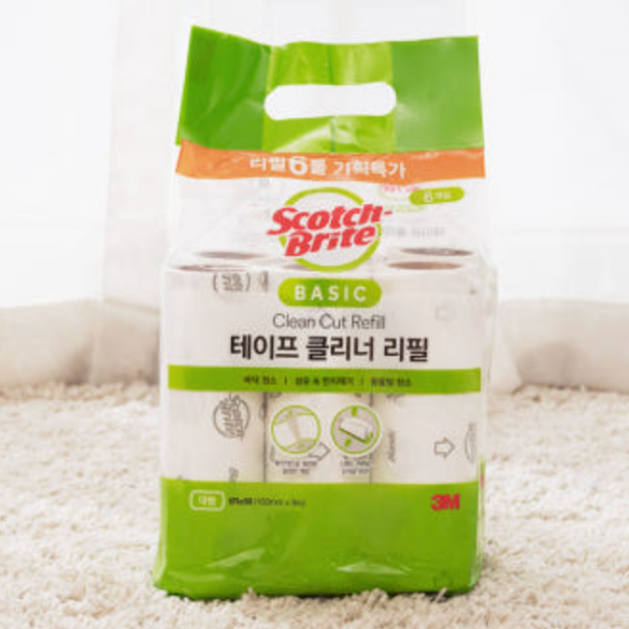 3M 스카치-브라이트 베이직 테이프클리너 대형 리필 6개입