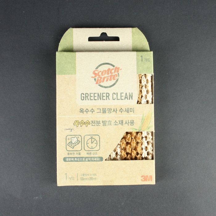 3M 스카치-브라이트 그리너클린 옥수수 그물망사 수세미 1개입