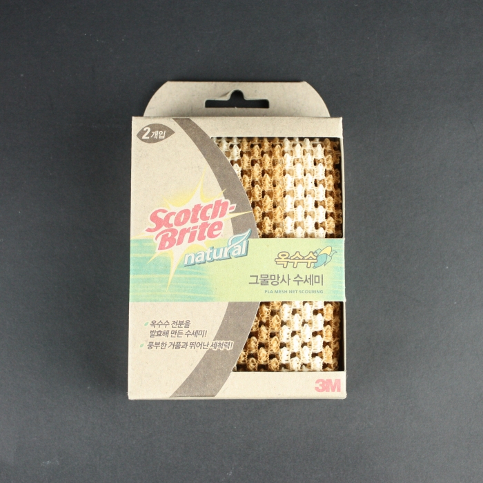 3M 스카치-브라이트 그리너클린 옥수수 그물망사 수세미 2개입
