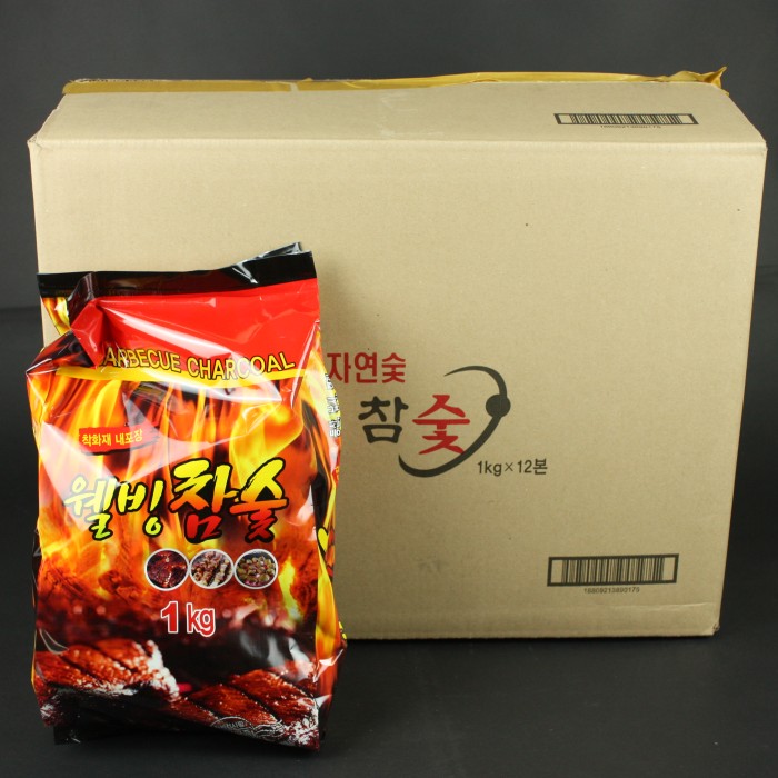 BOX 화성 웰빙 참숯 1kg 그릴용 바베큐용 점화숯