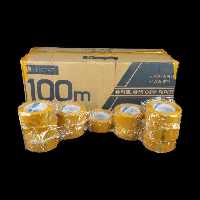 BOX 퓨리트 박스테이프 경포장용 48mm x 100M 50개 황색