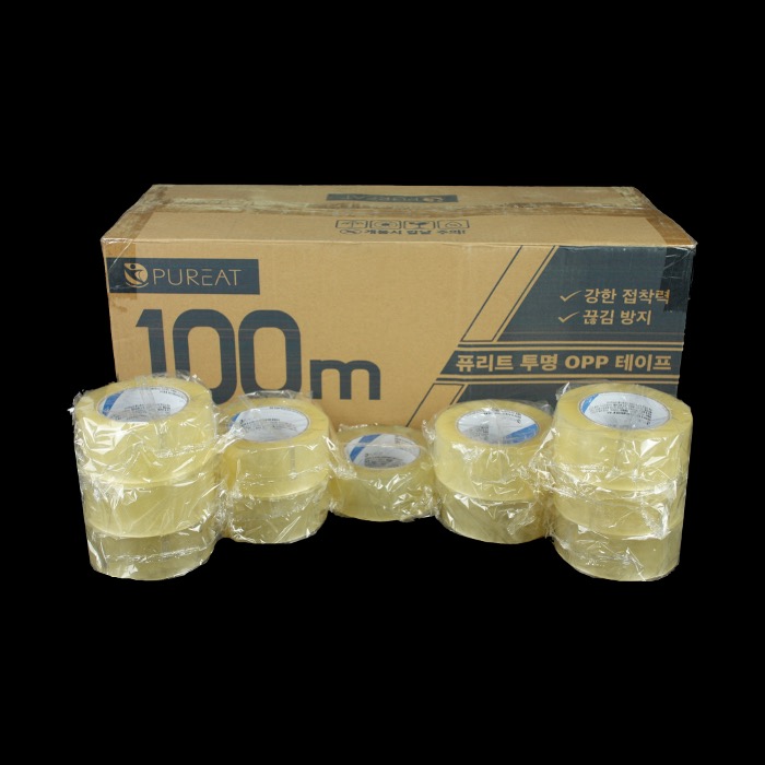 BOX 퓨리트 박스테이프 초경량용 48mm x 100M 50개 투명