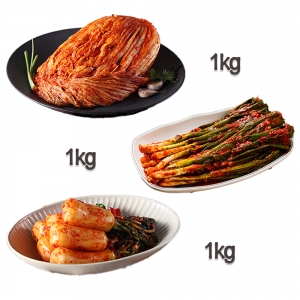 찬우물 신선김치세트 3kg (포기김치 1Kg + 파김치 1kg + 총각김치 1kg)