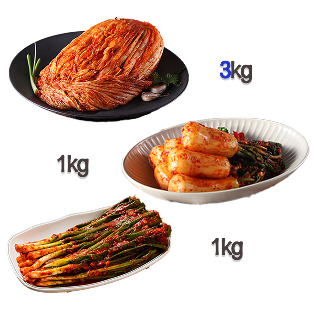 찬우물 신선김치세트 5kg (포기김치 3Kg + 총각김치 1kg + 파김치 1kg)