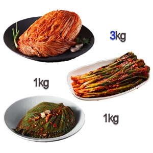찬우물 신선김치세트 5kg (포기김치 3Kg + 파김치 1kg + 깻잎김치 1kg)