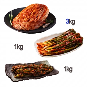 찬우물 신선김치세트 5kg (포기김치 3Kg + 파김치 1kg + 갓김치 1kg)
