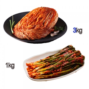 찬우물 신선김치세트 4kg (포기김치 3Kg + 파김치 1kg)