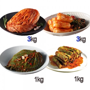찬우물 신선김치세트 8kg (포기김치 3Kg + 총각김치 3kg + 깻잎김치 1kg + 오이소박이 1kg)