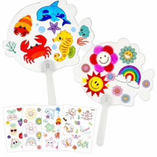 투명스티커색칠하고부채꾸미기(5개세트)