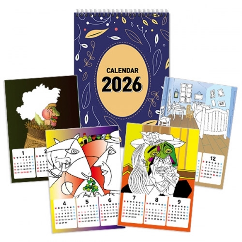 [2026달력만들기]나만의명화컬러링달력(5인용)-파랑