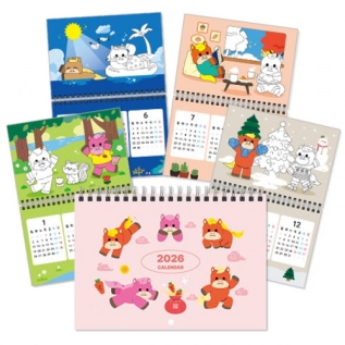 [2026달력만들기]말띠해컬러링달력(5인용)-분홍