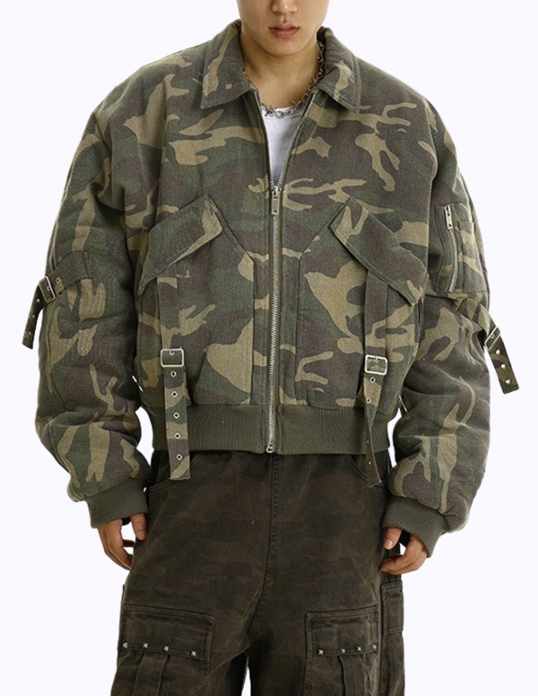 카모플라주 스트랩 멀티포켓 자켓