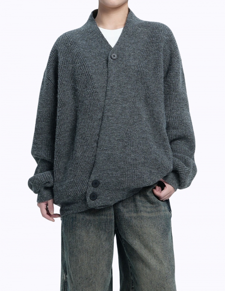 언발란스 라인 로브 니트 가디건