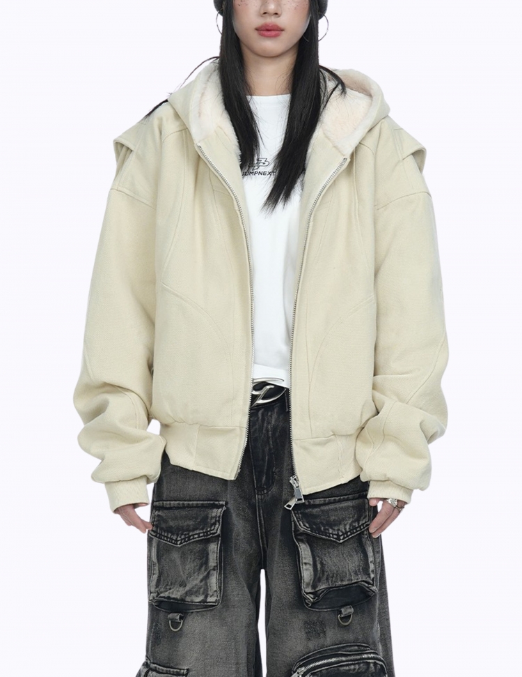 벨벳 플러스 라인 헤비 후드 점퍼