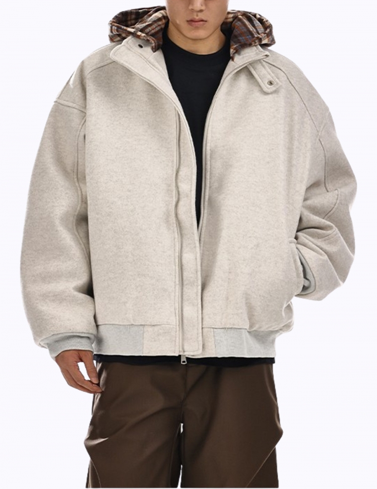 캐주얼 체크 후드 투피스 점퍼