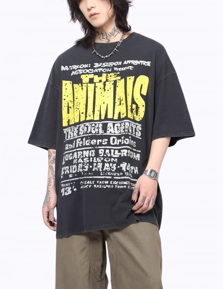 빈티지 빅 로고 프린팅 티셔츠