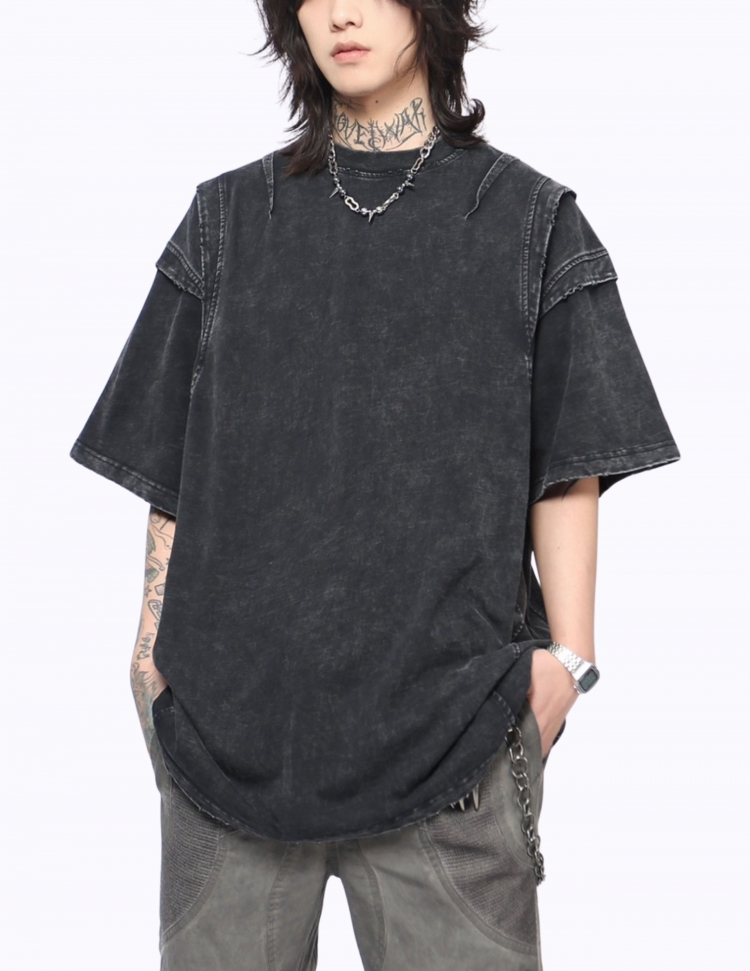올드워싱 스티칭 티셔츠