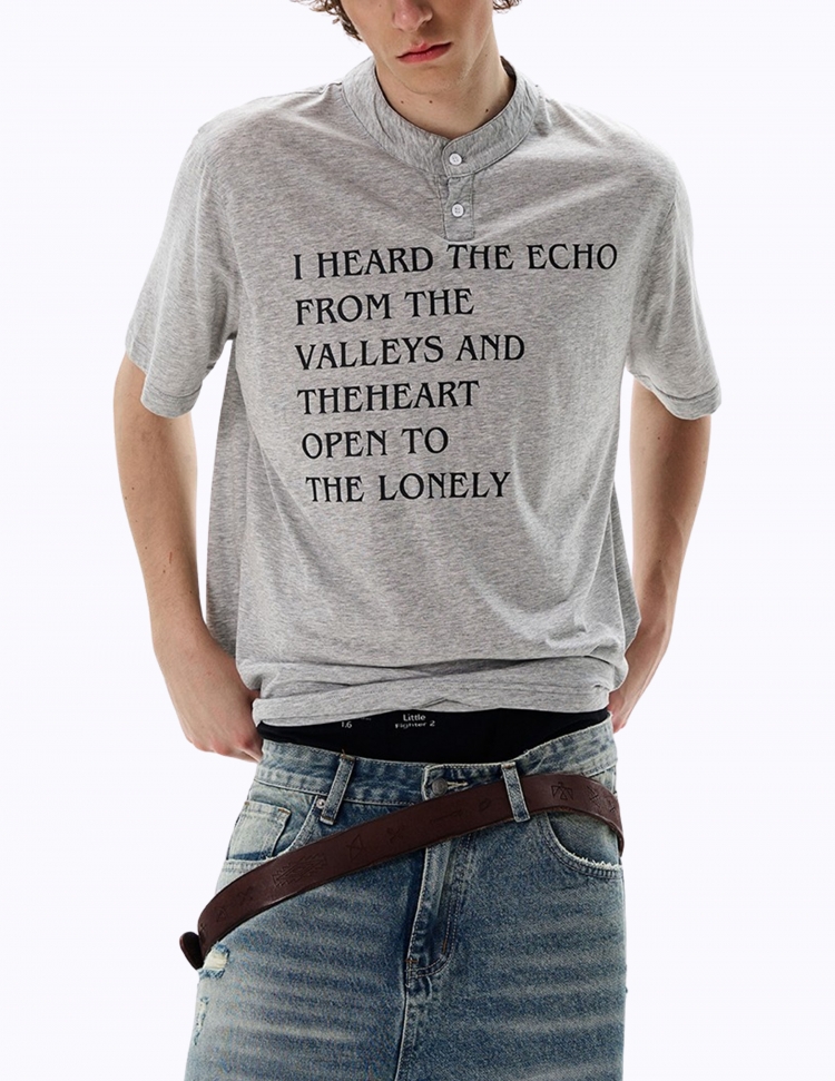 레터링 헨리넥 티셔츠