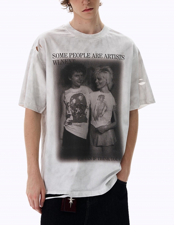 빈티지 프렌드 프린팅 티셔츠