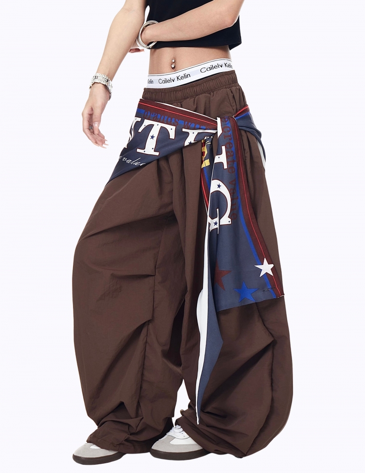 투웨이 스카프 스트랩 레이어드 밴딩 팬츠