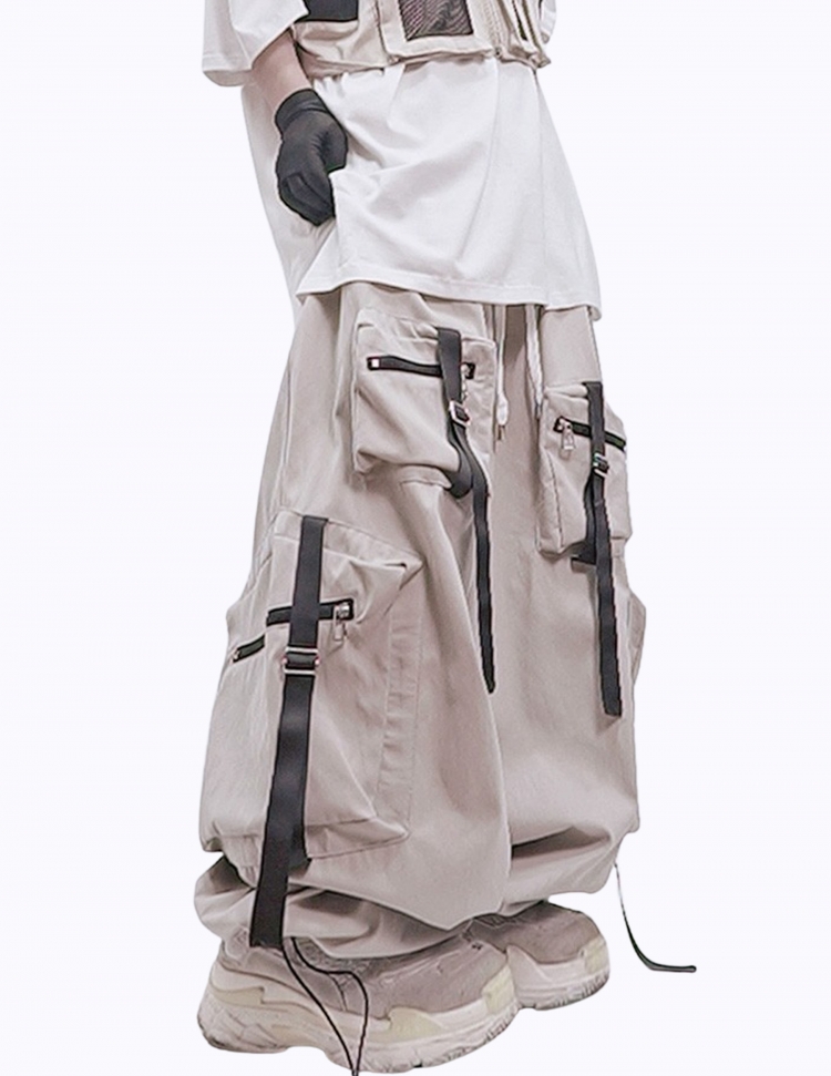 투웨이 스트랩 커브드 멀티포켓 밴딩 팬츠