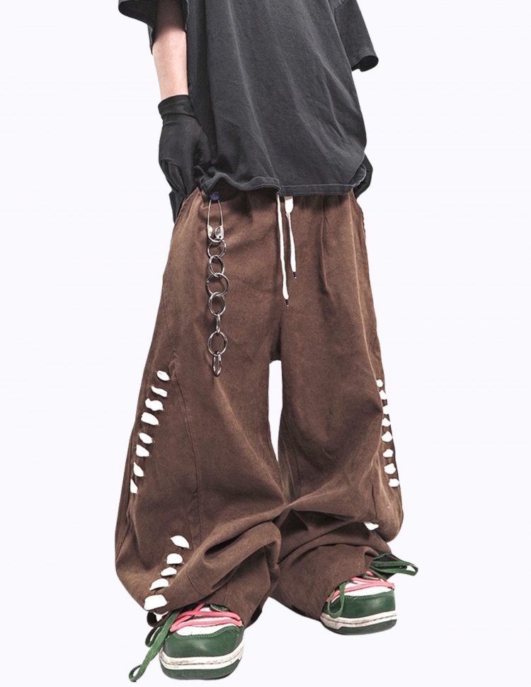 빈티지 와이드 스트랩 밴딩 팬츠