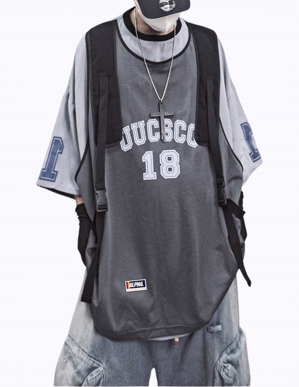 메쉬 루즈 스트릿 투피스 티셔츠