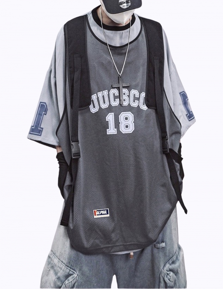 메쉬 루즈 스트릿 투피스 티셔츠