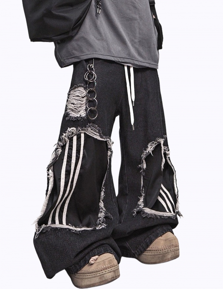 패치워크 리핑 밴딩 팬츠