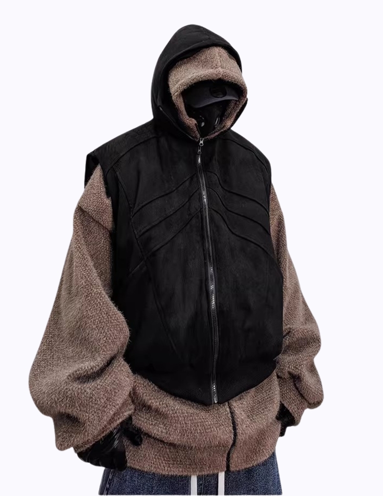 덕다운 베스트+후드 스웨트 재킷