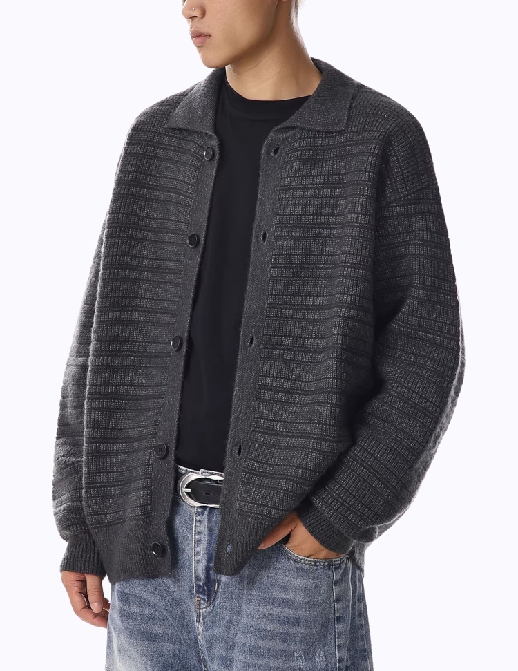 심플 니트 카라 가디건