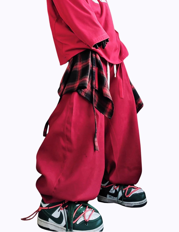 체크 투피스 투웨이 와이드 밴딩 팬츠