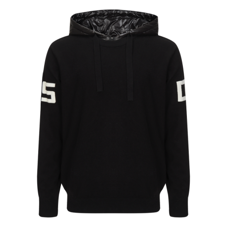 배색우븐 후드 방풍이너 라운드 니트