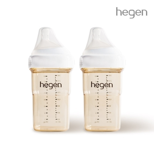 헤겐 애착젖병 PPSU 240ml 트윈 2P (2단계 젖꼭지포함)★보관뚜껑 1P 증정(컬러랜덤)
