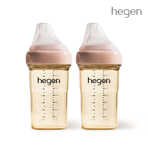 헤겐 컬러젖병 PPSU 240ml 핑크 트윈 (젖꼭지2단계포함)★보관뚜껑 1P 증정(컬러랜덤)