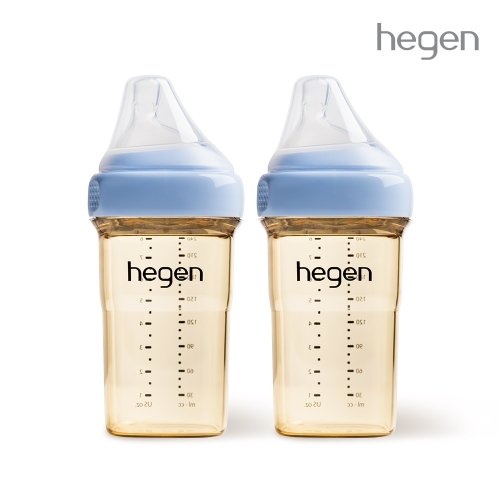 헤겐 컬러젖병 PPSU 240ml 블루 트윈 (젖꼭지2단계포함)★보관뚜껑 1P 증정(컬러랜덤)