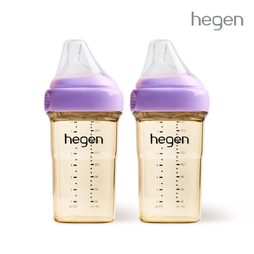 헤겐 컬러젖병 PPSU 240ml 퍼플 트윈 (젖꼭지2단계포함)★보관뚜껑 1P 증정(컬러랜덤)