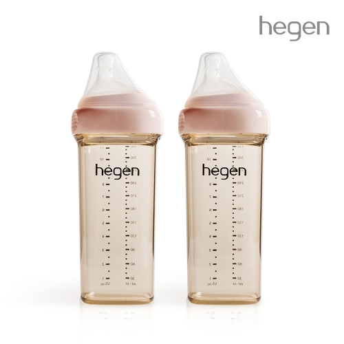 헤겐 컬러젖병 PPSU 330ml 핑크 트윈 (젖꼭지3단계포함)★보관뚜껑 1P 증정(컬러랜덤)