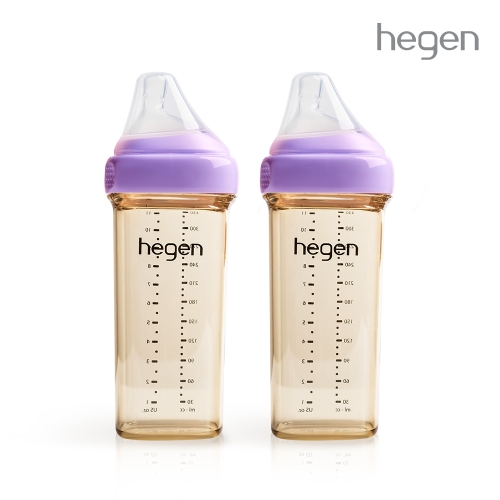 헤겐 컬러젖병 PPSU 330ml 퍼플 트윈 (젖꼭지3단계포함)★보관뚜껑 1P 증정(컬러랜덤)