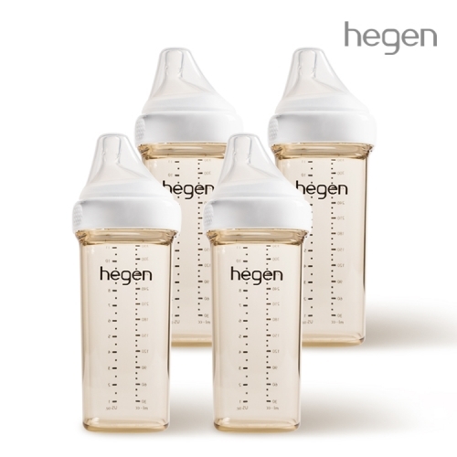 헤겐 애착젖병 PPSU 330ml 쿼드라팩(4P)(젖꼭지 3단계 포함)★V3 빨대&스파우트 뚜껑 증정(컬러랜덤)