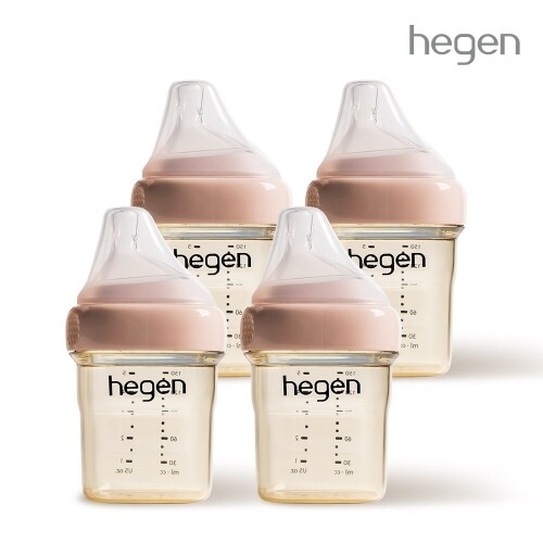 헤겐 컬러젖병 PPSU 150ml 쿼드라팩(4P) 핑크 (젖꼭지 1단계 포함)★느린유속 빨대&스파우트 뚜껑 증정(컬러랜덤)