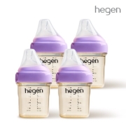 헤겐 컬러젖병 PPSU 150ml 쿼드라팩(4P) 퍼플(젖꼭지 1단계 포함)★보관뚜껑 1P 증정(컬러랜덤)