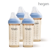 헤겐 컬러젖병 PPSU 330ml 쿼드라팩(4P) 블루 (젖꼭지 3단계 포함)★보관뚜껑 2P 증정(컬러랜덤)