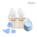 [청사맘 SET] 헤겐 애착젖병 PPSU 150ml 트윈팩(2P)(젖꼭지 1단계 포함) + 보관뚜껑 2P(블루)