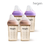 헤겐 컬러젖병 PPSU 240ml 쿼드라팩(4P) 색상선택(젖꼭지 2단계 포함)★느린유속 빨대&스파우트 뚜껑 증정(컬러랜덤)