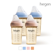헤겐 컬러젖병 PPSU 240ml 쿼드라팩(4P) 색상선택(젖꼭지 2단계 포함)★보관뚜껑 1P 증정(컬러랜덤)