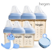 [청사맘단독SET] 헤겐 애착젖병 PPSU 150ml 3P + 240ml 3P 블루(젖꼭지 포함)