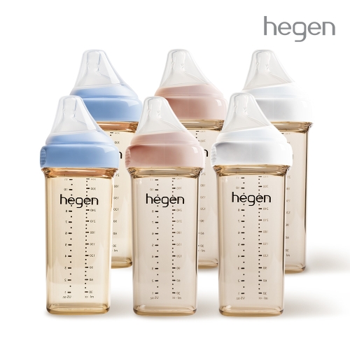 헤겐 분유 수유 패키지 3(젖병 330ml 6P)(젖꼭지 3단계 포함)(컬러선택)★보관뚜껑 2P 증정(컬러랜덤)