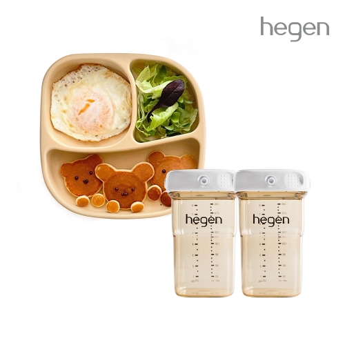 헤겐 실리콘 플레이트 토프+ 보관용기 240ML 2P★느린유속 빨대&스파우트 뚜껑 증정(컬러랜덤)