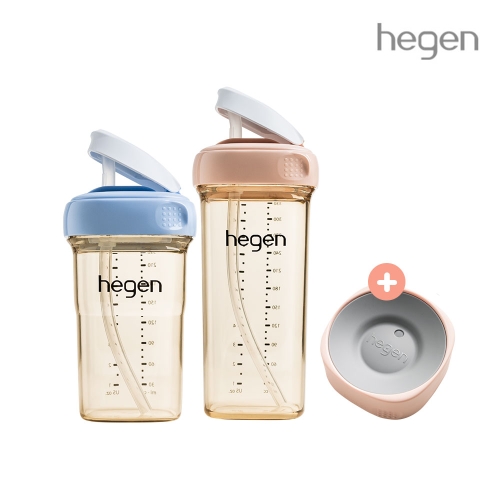 [빨대컵 올인원 SET]헤겐 빨대컵 PPSU 240ml(느린유속) + V3 빨대컵 330ML★올라운더컵 뚜껑 핑크_사은품 증정